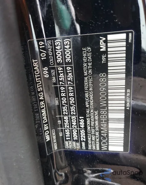 2020 Mercedes-Benz Glb 250 4Matic z USA, uszkodzony, nr VIN WDC4M4HB8LW009088